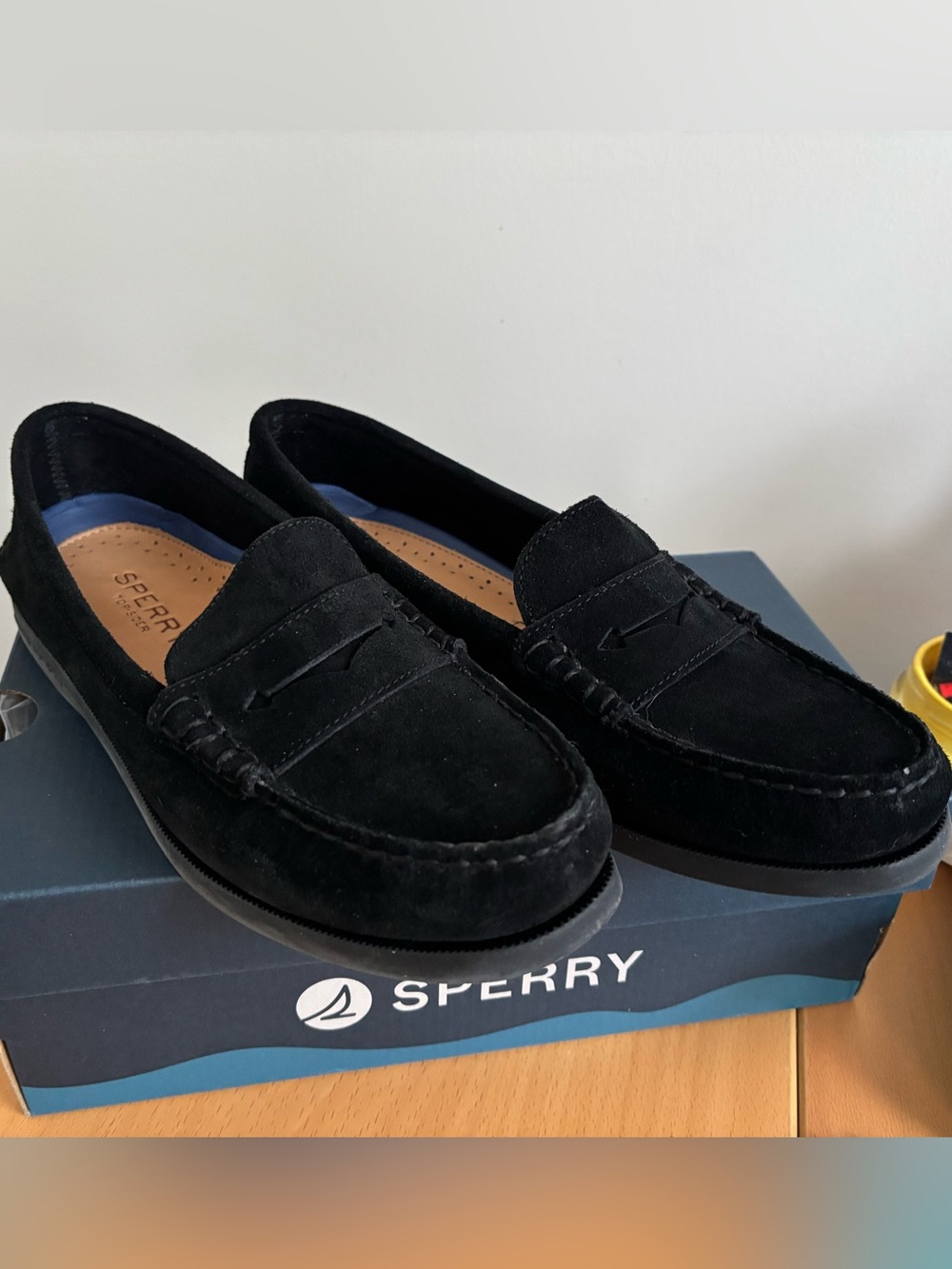 Sperry Black Suede Penny Loafers